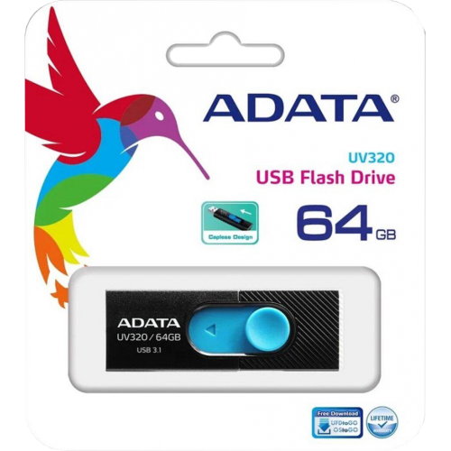 Купить Накопитель A-Data UV320 64GB USB 3.1 Black/Blue (AUV320-64G-RBKBL) - цена в Харькове, Киеве, Днепре, Одессе
в интернет-магазине Telemart фото