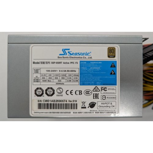 Блок питания Seasonic RT-650W Gold (SSP-650RT) OEM (Восстановлено продавцом, 837933) купить в Украине: Киев, Днепр, Харьков, Одесса  | Проверка совместимости, низкая цена, отзывы, характеристики от TELEMART фото
