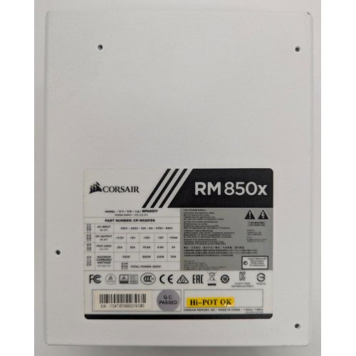 Блок питания Corsair RM850x White 850W (CP-9020156-EU) (Восстановлено продавцом, 837968) купить в Украине: Киев, Днепр, Харьков, Одесса  | Проверка совместимости, низкая цена, отзывы, характеристики от TELEMART фото