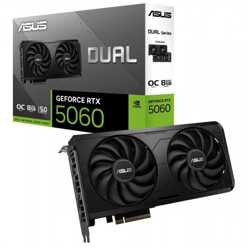 Видеокарта Asus Dual GeForce RTX 5060 EVO OC 8192MB (DUAL-RTX5060-O8G-EVO) купить в Украине: Киев, Днепр, Харьков, Одесса  | Проверка совместимости, низкая цена, отзывы, характеристики от TELEMART фото