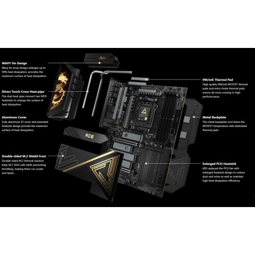 Материнська плата MSI MEG X870E ACE MAX (sAM5, AMD X870E) купити в Україні: Київ, Львів, Хмельницький, Тернопіль, Івано-Франківськ | Перевірка сумісності, низька ціна, відгуки, характеристики від TELEMART фото