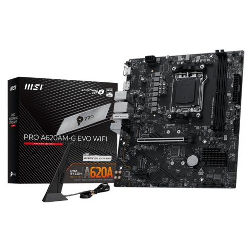 Материнська плата MSI PRO A620AM-G EVO WIFI (sAM5, AMD A620A) купити в Україні: Київ, Львів, Хмельницький, Тернопіль, Івано-Франківськ | Перевірка сумісності, низька ціна, відгуки, характеристики від TELEMART фото