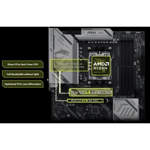 Материнська плата MSI MAG X870E GAMING MAX WIFI (sAM5, AMD X870E) купити в Україні: Київ, Львів, Хмельницький, Тернопіль, Івано-Франківськ | Перевірка сумісності, низька ціна, відгуки, характеристики від TELEMART фото