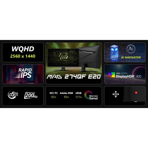 Монітор MSI 27" MAG 274QF E20 Black купити в Україні: Київ, Львів, Хмельницький, Тернопіль, Івано-Франківськ | Низька ціна, відгуки, характеристики від TELEMART фото