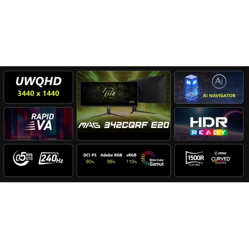 Монітор MSI 34" MAG 342CQRF E20 Black купити в Україні: Київ, Львів, Хмельницький, Тернопіль, Івано-Франківськ | Низька ціна, відгуки, характеристики від TELEMART фото