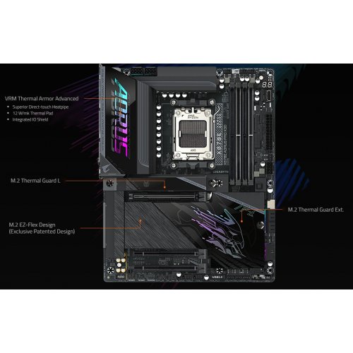 Материнська плата Gigabyte X870E AORUS PRO X3D (sAM5, AMD X870E) купити в Україні: Київ, Львів, Хмельницький, Тернопіль, Івано-Франківськ | Перевірка сумісності, низька ціна, відгуки, характеристики від TELEMART фото
