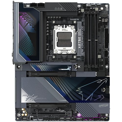 Материнська плата Gigabyte X870E AORUS MASTER X3D (sAM5, AMD X870E) купити в Україні: Київ, Львів, Хмельницький, Тернопіль, Івано-Франківськ | Перевірка сумісності, низька ціна, відгуки, характеристики від TELEMART фото