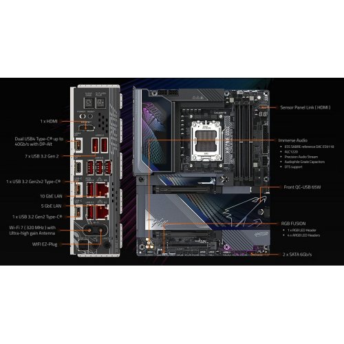 Материнська плата Gigabyte X870E AORUS MASTER X3D (sAM5, AMD X870E) купити в Україні: Київ, Львів, Хмельницький, Тернопіль, Івано-Франківськ | Перевірка сумісності, низька ціна, відгуки, характеристики від TELEMART фото