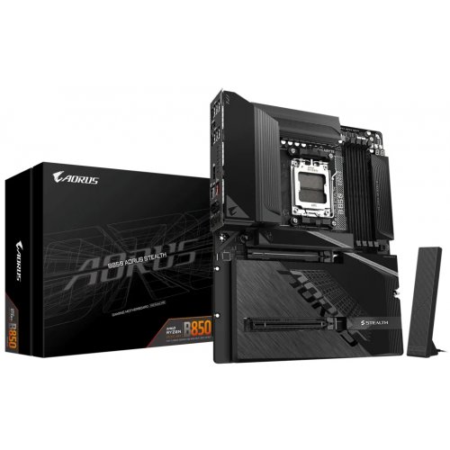 Материнська плата Gigabyte B850 AORUS STEALTH (sAM5, AMD B850) купити в Україні: Київ, Львів, Хмельницький, Тернопіль, Івано-Франківськ | Перевірка сумісності, низька ціна, відгуки, характеристики від TELEMART фото