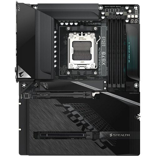 Материнська плата Gigabyte X870 AORUS STEALTH (sAM5, AMD X870) купити в Україні: Київ, Львів, Хмельницький, Тернопіль, Івано-Франківськ | Перевірка сумісності, низька ціна, відгуки, характеристики від TELEMART фото