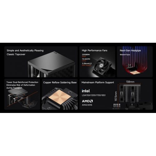 Кулер PCCooler RT720 TC Black купить в Украине: Киев, Днепр, Харьков, Одесса  | Проверка совместимости, низкая цена, отзывы, характеристики от TELEMART фото