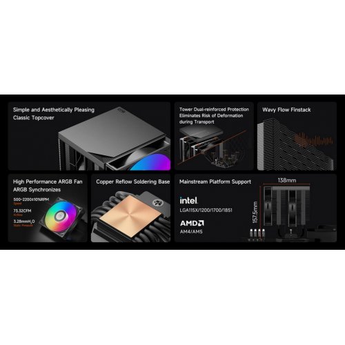 Кулер PCCooler RT620 Pro TC ARGB Black купить в Украине: Киев, Днепр, Харьков, Одесса  | Проверка совместимости, низкая цена, отзывы, характеристики от TELEMART фото