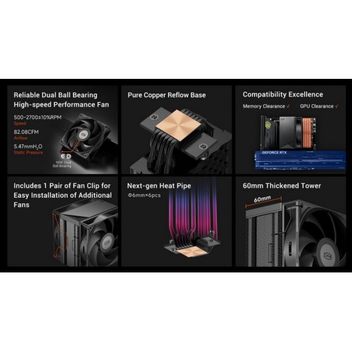 Кулер PCCooler RT600 TC Black купить в Украине: Киев, Днепр, Харьков, Одесса  | Проверка совместимости, низкая цена, отзывы, характеристики от TELEMART фото