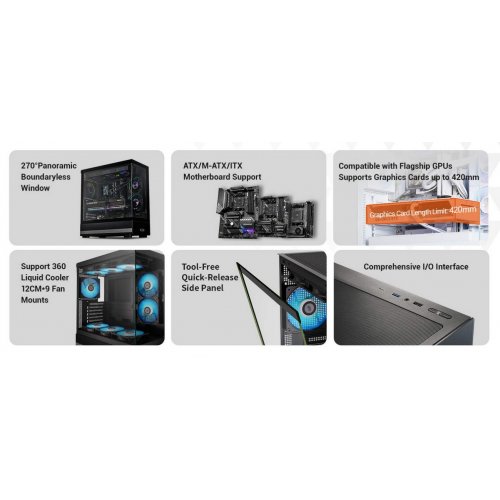 Корпус PCCooler C3 Q500 Tempered Glass без БП White купить в Украине: Киев, Днепр, Харьков, Одесса  | Проверка совместимости, низкая цена, отзывы, характеристики от TELEMART фото