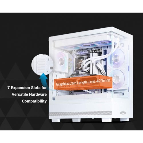 Корпус PCCooler C3 Q500 Tempered Glass без БП White купить в Украине: Киев, Днепр, Харьков, Одесса  | Проверка совместимости, низкая цена, отзывы, характеристики от TELEMART фото