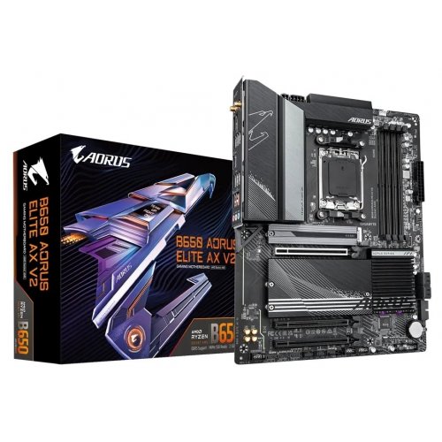 Уценка материнская плата Gigabyte B650 AORUS ELITE AX V2 (sAM5, AMD B650) (Следы использования, 838221) купить в Украине: Киев, Днепр, Харьков, Одесса  | Проверка совместимости, низкая цена, отзывы, характеристики от TELEMART фото