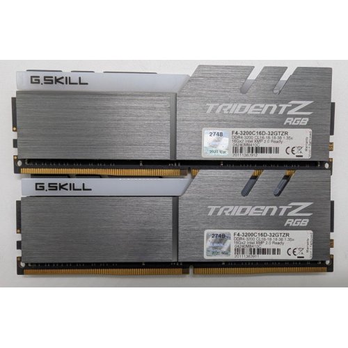 Озу G.Skill DDR4 32GB (2x16GB) 3200Mhz Trident Z RGB (F4-3200C16D-32GTZR) (Восстановлено продавцом, 838222) купить в Украине: Киев, Днепр, Харьков, Одесса  | Проверка совместимости, низкая цена, отзывы, характеристики от TELEMART фото