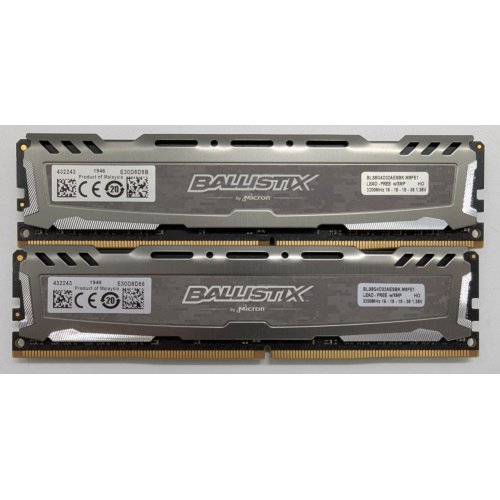 Озу Crucial DDR4 16GB (2x8GB) 3200Mhz Ballistix Sport LT Gray (BLS2K8G4D32AESBK) (Восстановлено продавцом, 838248) купить в Украине: Киев, Днепр, Харьков, Одесса  | Проверка совместимости, низкая цена, отзывы, характеристики от TELEMART фото