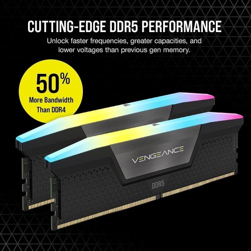 ОЗУ Corsair DDR5 32GB (2x16GB) 6000Mhz Vengeance RGB Black (CMH32GX5M2B6000Z30K) купить в Украине: Киев, Днепр, Харьков, Одесса  | Проверка совместимости, низкая цена, отзывы, характеристики от TELEMART фото