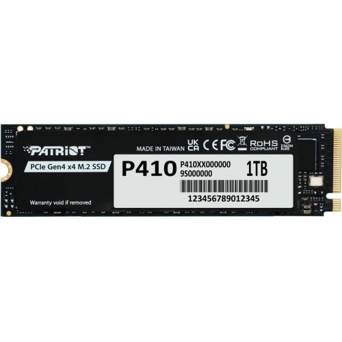 SSD-диск Patriot P410 1TB M.2 (2280 PCI-E) NVMe x4 (P410P1TBM28H) купить в Украине: Киев, Днепр, Харьков, Одесса  | Проверка совместимости, низкая цена, отзывы, характеристики от TELEMART фото