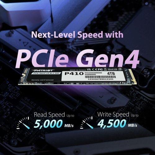 SSD-диск Patriot P410 1TB M.2 (2280 PCI-E) NVMe x4 (P410P1TBM28H) купить в Украине: Киев, Днепр, Харьков, Одесса  | Проверка совместимости, низкая цена, отзывы, характеристики от TELEMART фото