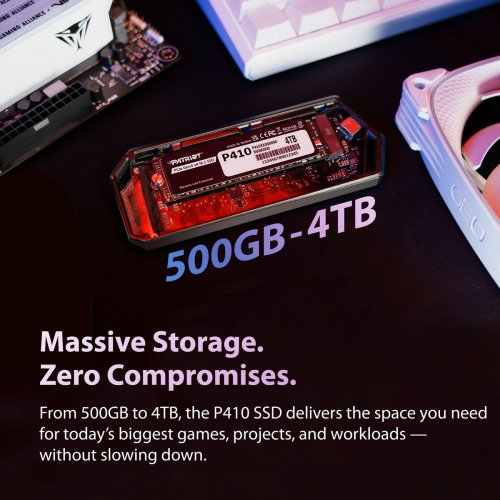 SSD-диск Patriot P410 1TB M.2 (2280 PCI-E) NVMe x4 (P410P1TBM28H) купить в Украине: Киев, Днепр, Харьков, Одесса  | Проверка совместимости, низкая цена, отзывы, характеристики от TELEMART фото
