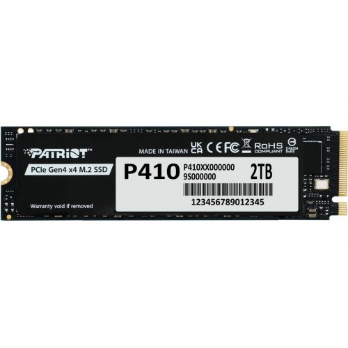 SSD-диск Patriot P410 2TB M.2 (2280 PCI-E) NVMe x4 (P410P2TBM28H) купить в Украине: Киев, Днепр, Харьков, Одесса  | Проверка совместимости, низкая цена, отзывы, характеристики от TELEMART фото