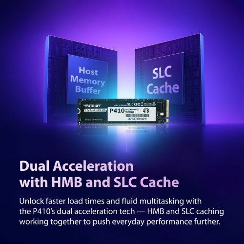 SSD-диск Patriot P410 2TB M.2 (2280 PCI-E) NVMe x4 (P410P2TBM28H) купить в Украине: Киев, Днепр, Харьков, Одесса  | Проверка совместимости, низкая цена, отзывы, характеристики от TELEMART фото