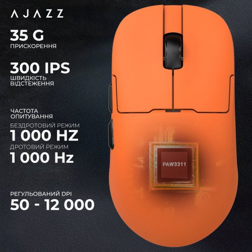 Миша Ajazz AJ159P MC Wireless (AJ159P-MC-ORANGE) Orange купити в Україні: Київ, Львів, Хмельницький, Тернопіль, Івано-Франківськ | Низька ціна, відгуки, характеристики від TELEMART фото
