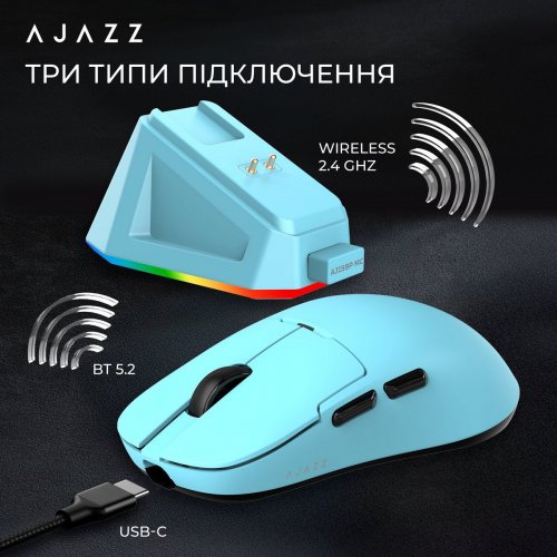 Миша Ajazz AJ159P MC Wireless (AJ159P-MC-BLUE) Blue купити в Україні: Київ, Львів, Хмельницький, Тернопіль, Івано-Франківськ | Низька ціна, відгуки, характеристики від TELEMART фото