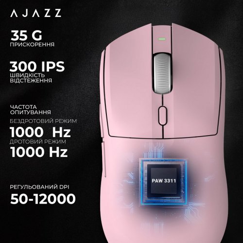 Миша Ajazz AJ139 V2 MC Wireless (AJ139-V2-MC-PINK) Pink купити в Україні: Київ, Львів, Хмельницький, Тернопіль, Івано-Франківськ | Низька ціна, відгуки, характеристики від TELEMART фото