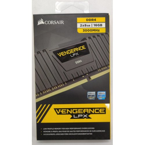 Озп Corsair DDR4 16GB (2x8GB) 3000Mhz Vengeance LPX (CMK16GX4M2B3000C15) Black (Відновлено продавцем, 838603) купити в Україні: Київ, Львів, Хмельницький, Тернопіль, Івано-Франківськ | Перевірка сумісності, низька ціна, відгуки, характеристики від TELEMART фото