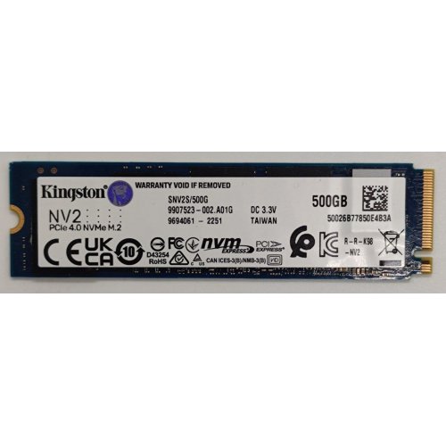 Ssd-диск Kingston NV2 3D NAND 500GB M.2 (2280 PCI-E) NVMe x4 (SNV2S/500G) (Восстановлено продавцом, 838605) купить в Украине: Киев, Днепр, Харьков, Одесса  | Проверка совместимости, низкая цена, отзывы, характеристики от TELEMART фото