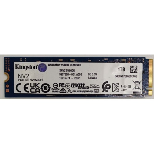 Ssd-диск Kingston NV2 3D NAND 1TB M.2 (2280 PCI-E) NVMe x4 (SNV2S/1000G) (Восстановлено продавцом, 838613) купить в Украине: Киев, Днепр, Харьков, Одесса  | Проверка совместимости, низкая цена, отзывы, характеристики от TELEMART фото