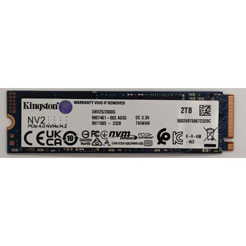 Ssd-диск Kingston NV2 3D NAND 2TB M.2 (2280 PCI-E) NVMe x4 (SNV2S/2000G) (Восстановлено продавцом, 838622) купить в Украине: Киев, Днепр, Харьков, Одесса  | Проверка совместимости, низкая цена, отзывы, характеристики от TELEMART фото