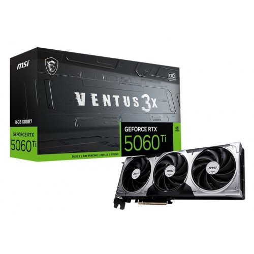 Уцінка відеокарта MSI GeForce RTX 5060 Ti VENTUS 3X OC 16384MB (RTX 5060 Ti 16G VENTUS 3X OC) (Сліди використання, 838643) купити в Україні: Київ, Львів, Хмельницький, Тернопіль, Івано-Франківськ | Перевірка сумісності, низька ціна, відгуки, характеристики від TELEMART фото