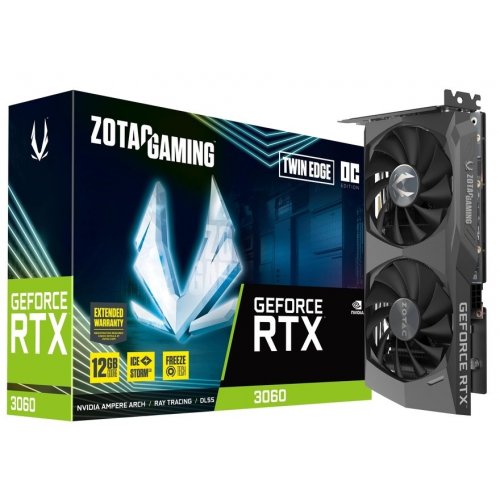 Відеокарта Zotac GeForce RTX 3060 Twin Edge OC 12288MB (ZT-A30600H-10M) (Відновлено продавцем, 838700) купити в Україні: Київ, Львів, Хмельницький, Тернопіль, Івано-Франківськ | Перевірка сумісності, низька ціна, відгуки, характеристики від TELEMART фото