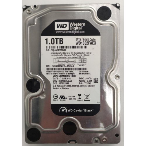 Жорсткий диск Western Digital Caviar Black 1TB 64MB 3.5" (WD1002FAEX) (Відновлено продавцем, 838889) купити в Україні: Київ, Львів, Хмельницький, Тернопіль, Івано-Франківськ | Перевірка сумісності, низька ціна, відгуки, характеристики від TELEMART фото