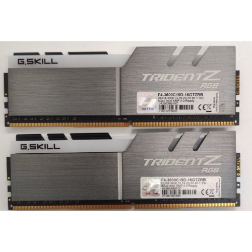 Озу G.Skill DDR4 16GB (2x8GB) 3600Mhz Trident Z RGB (F4-3600C19D-16GTZRB) (Восстановлено продавцом, 838895) купить в Украине: Киев, Днепр, Харьков, Одесса  | Проверка совместимости, низкая цена, отзывы, характеристики от TELEMART фото