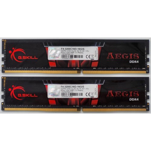 Озп G.Skill DDR4 16GB (2x8GB) 3200Mhz Aegis (F4-3200C16D-16GIS) (Відновлено продавцем, 838930) купити в Україні: Київ, Львів, Хмельницький, Тернопіль, Івано-Франківськ | Перевірка сумісності, низька ціна, відгуки, характеристики від TELEMART фото