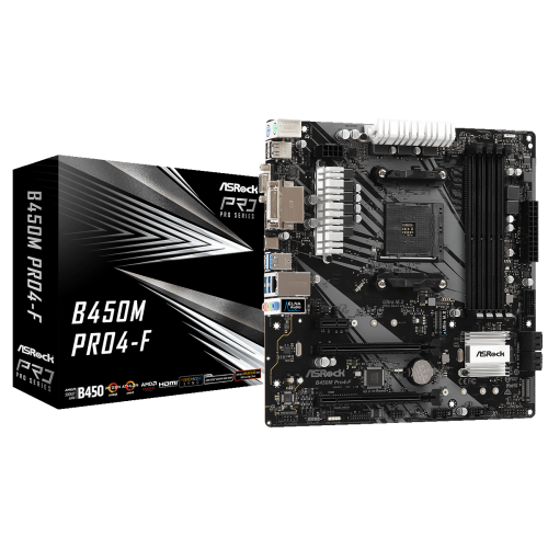 Материнская плата AsRock B450M Pro4-F (sAM4, AMD B450) (Восстановлено продавцом, 838936) купить в Украине: Киев, Днепр, Харьков, Одесса  | Проверка совместимости, низкая цена, отзывы, характеристики от TELEMART фото