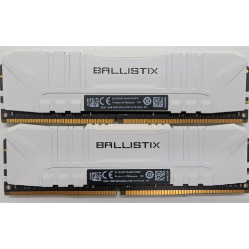 Озу Crucial DDR4 32GB (2x16GB) 3200Mhz Ballistix White (BL2K16G32C16U4W) (Восстановлено продавцом, 839162) купить в Украине: Киев, Днепр, Харьков, Одесса  | Проверка совместимости, низкая цена, отзывы, характеристики от TELEMART фото