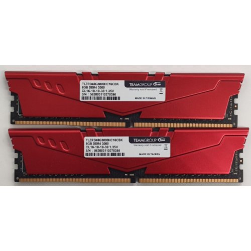 Озп Team DDR4 16GB (2x8GB) 3000Mhz T-Force Vulcan Z Red (TLZRD416G3000HC16CDC01) (Відновлено продавцем, 839206) купити в Україні: Київ, Львів, Хмельницький, Тернопіль, Івано-Франківськ | Перевірка сумісності, низька ціна, відгуки, характеристики від TELEMART фото
