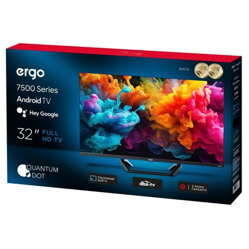 Телевізор ERGO 32" 32JFQ7500 Black купити в Україні: Київ, Львів, Хмельницький, Тернопіль, Івано-Франківськ | Низька ціна, відгуки, характеристики від TELEMART фото
