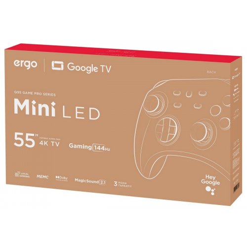 Телевізор ERGO 55" 55MQ95 Game Pro Black купити в Україні: Київ, Львів, Хмельницький, Тернопіль, Івано-Франківськ | Низька ціна, відгуки, характеристики від TELEMART фото