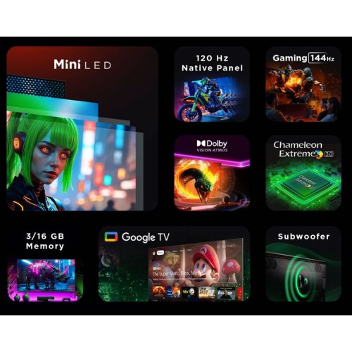 Телевізор ERGO 55" 55MQ95 Game Pro Black купити в Україні: Київ, Львів, Хмельницький, Тернопіль, Івано-Франківськ | Низька ціна, відгуки, характеристики від TELEMART фото