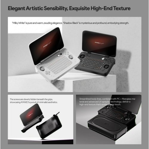 Уценка портативная игровая консоль AYANEO Flip KB 16GB/512GB Shadow Black (Следы использования, 839634) купить в Украине: Киев, Днепр, Харьков, Одесса  | Низкая цена, отзывы, характеристики от TELEMART фото