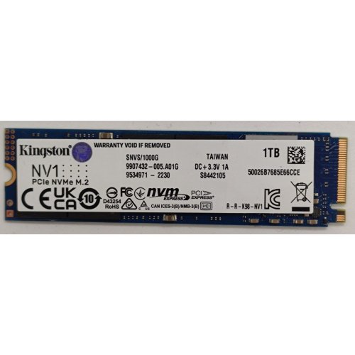 Ssd-диск Kingston NV1 1TB M.2 (2280 PCI-E) NVMe x4 (SNVS/1000G) (Відновлено продавцем, 839914) купити в Україні: Київ, Львів, Хмельницький, Тернопіль, Івано-Франківськ | Перевірка сумісності, низька ціна, відгуки, характеристики від TELEMART фото