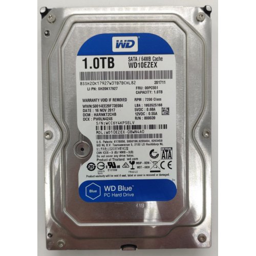 Жорсткий диск Western Digital Blue 1TB 64MB 3.5" (WD10EZEX-08WN4A0) (Відновлено продавцем, 784985) (Відновлено продавцем, 840203) купити в Україні: Київ, Львів, Хмельницький, Тернопіль, Івано-Франківськ | Перевірка сумісності, низька ціна, відгуки, характеристики від TELEMART фото