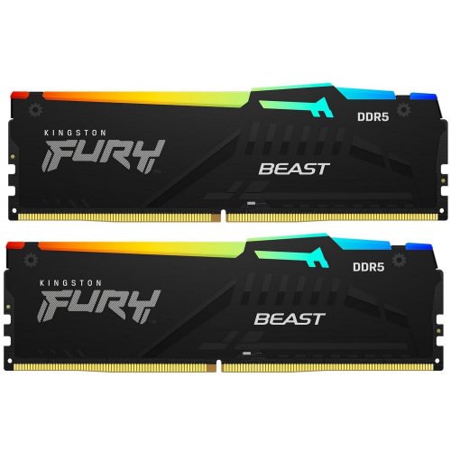 Уценка озу Kingston DDR5 32GB (2x16GB) 5200MHz FURY Beast RGB Black (KF552C40BBAK2-32) (Вскрытая упаковка, 840221) купить в Украине: Киев, Днепр, Харьков, Одесса  | Проверка совместимости, низкая цена, отзывы, характеристики от TELEMART фото